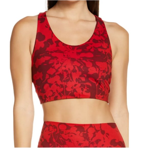 Zella Red Studio Longline Printed Racerback Sports Bra - Picture 1 of 4